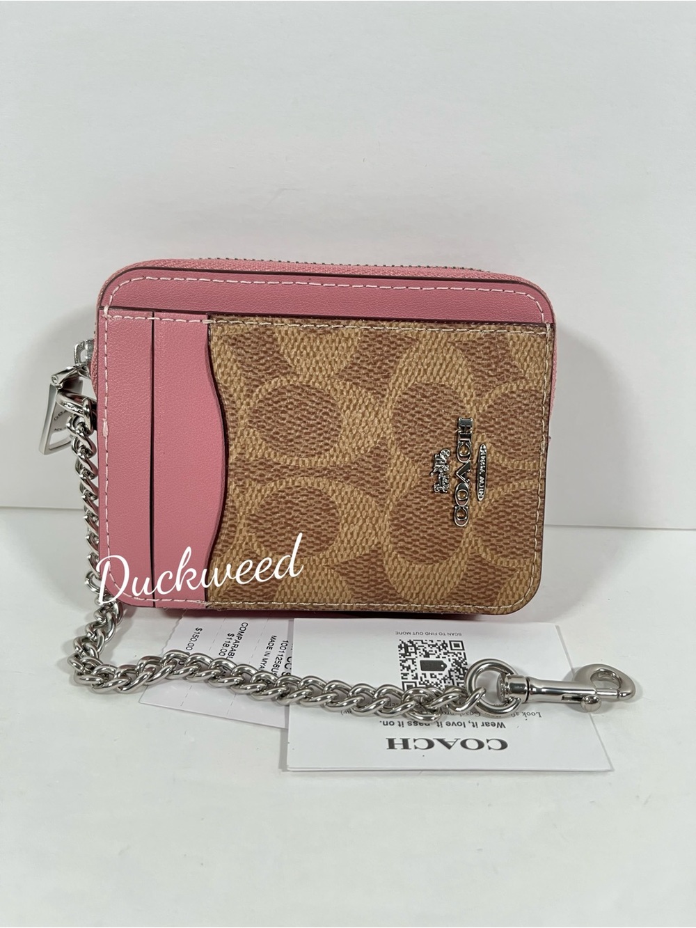 Coach Zip Card Case In Signature NWT